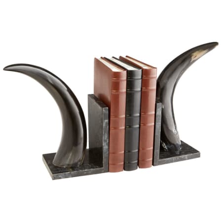 A large image of the Cyan Design Horn Rimmed Bookends Bone and Black