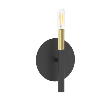 A large image of the Dainolite WAN-91W Matte Black / Aged Brass