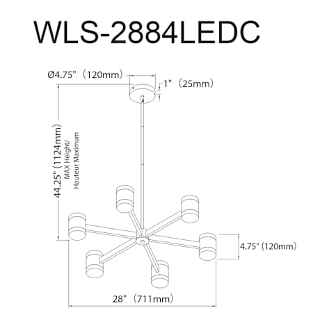 A large image of the Dainolite WLS-2884LEDC Alternate Image