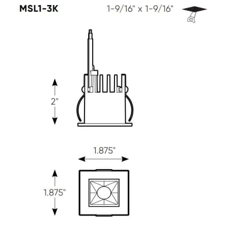 A large image of the DALS Lighting MSL1-3K Dals Lighting MSL1 Line Drawing
