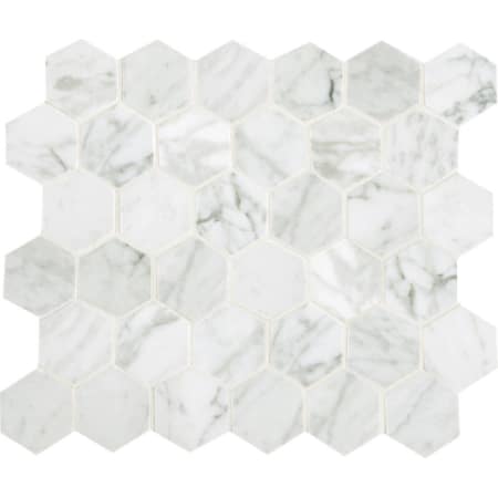 A large image of the Daltile M2HEXMSL Carrara White