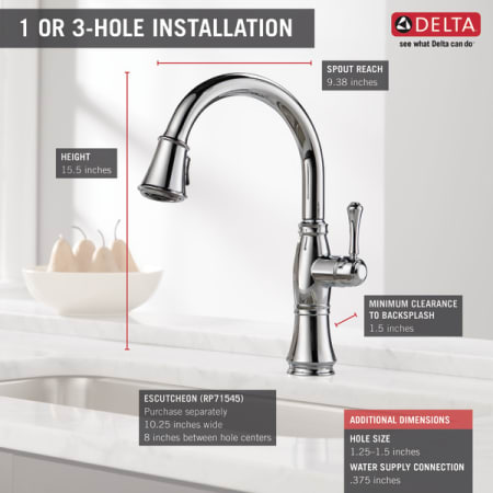 Delta 9197-AR-DST Arctic Stainless Cassidy Pull-Down Kitchen Faucet ...