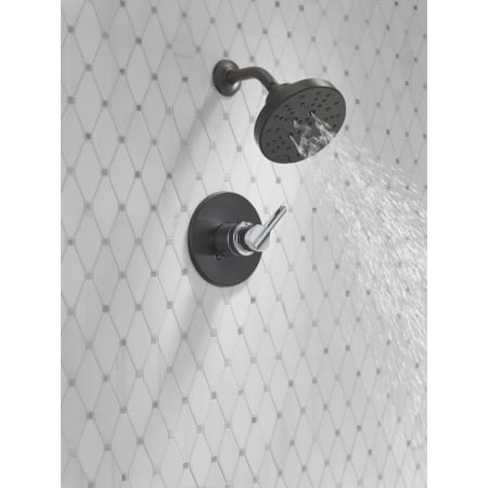 Delta Nicoli Single-Handle Shower Trim Kit With H2Okinetic Shower Head - Matte Black, Valve Included