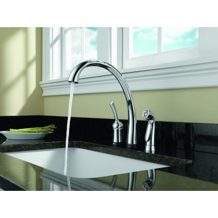Delta 4380T-AR-DST-SD Arctic Stainless Pilar Kitchen Faucet with On/Off Touch Activation, Side ...