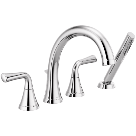 Delta T4733 Chrome Kayra Roman Tub Faucet Trim with Hand Shower ...