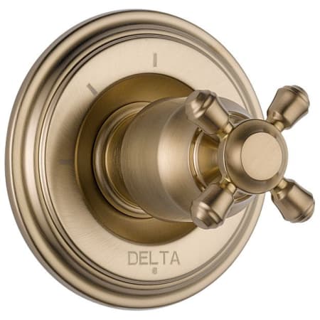 A large image of the Delta T11897-LHP Champagne Bronze Finish with Metal Cross Handle