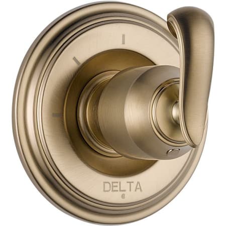 A large image of the Delta T11897-LHP Champagne Bronze Finish with French Curve Handle