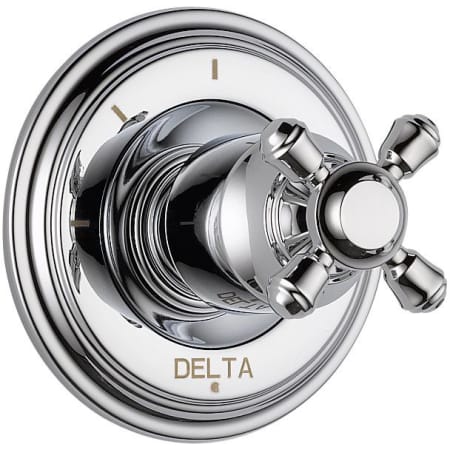A large image of the Delta T11897-LHP Chrome Finish with Metal Cross Handle