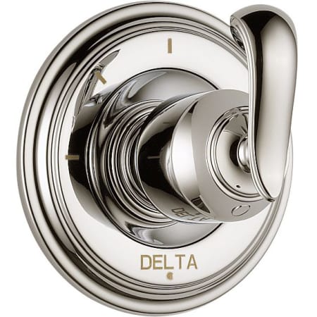 A large image of the Delta T11897-LHP Polished Nickel Finish with French Curve Handle