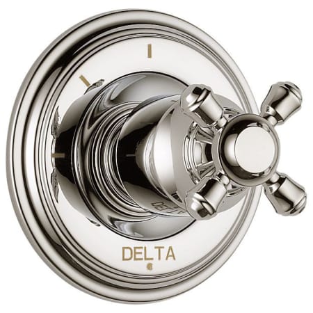 A large image of the Delta T11897-LHP Polished Nickel Finish with Metal Cross Handle