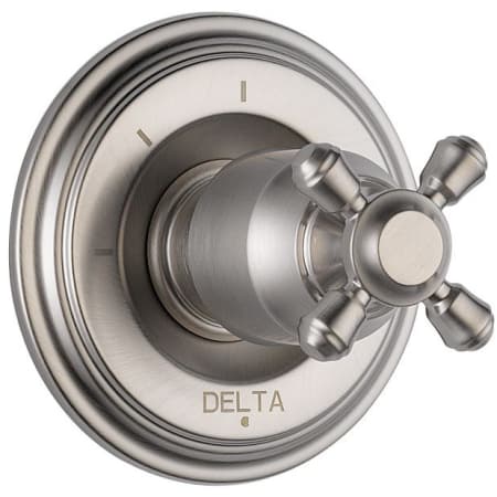 A large image of the Delta T11897-LHP Stainless Finish with Metal Cross Handle