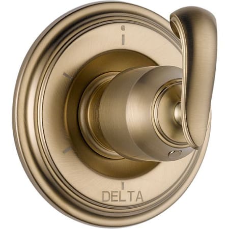 A large image of the Delta T11997-LHP Champagne Bronze Finish with French Curve Handle