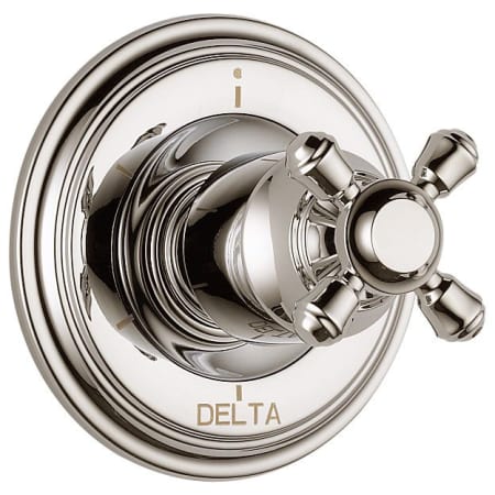 A large image of the Delta T11997-LHP Polished Nickel Finish with Metal Cross Handle