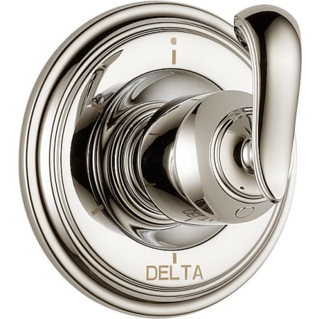 A large image of the Delta T11997-LHP Polished Nickel Finish with French Curve Handle