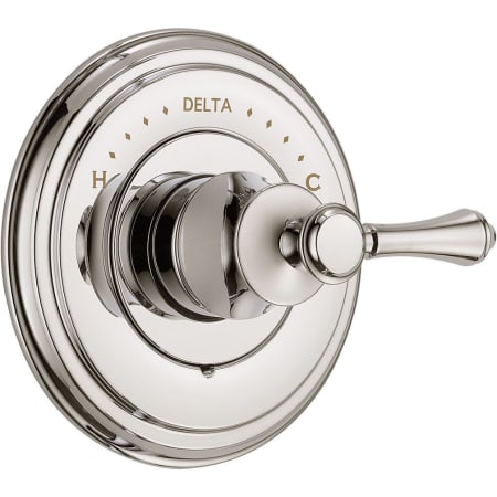 A large image of the Delta T14097-LHP Polished Nickel Finish with Metal Lever Handle