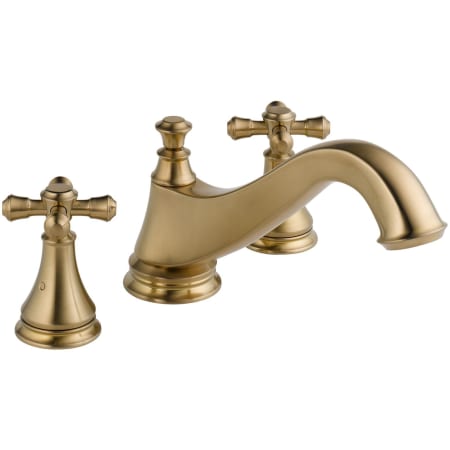 A large image of the Delta T2795-LHP Champagne Bronze Finish with Metal Cross Handle