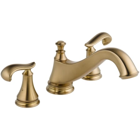 A large image of the Delta T2795-LHP Champagne Bronze Finish with French Curve Handle