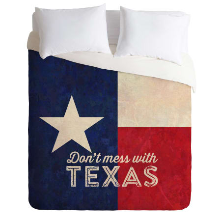 A large image of the DENY Designs Dont Mess With Texas Flag Bedding King