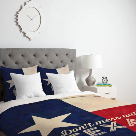 A large image of the DENY Designs Dont Mess With Texas Flag Bedding DENY Designs Dont Mess With Texas Flag Bedding