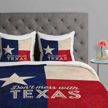 A large image of the DENY Designs Dont Mess With Texas Flag Bedding DENY Designs Dont Mess With Texas Flag Bedding
