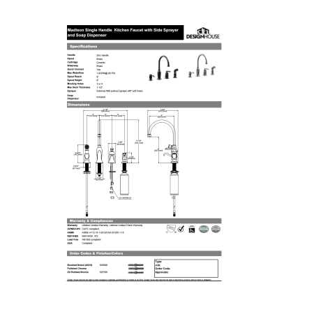 Design House 525790 Oil Rubbed Bronze Single Handle Kitchen Faucet