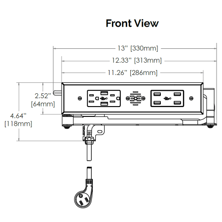 A large image of the Docking Drawer 2012-266 Blade Duo Front View Line Drawing