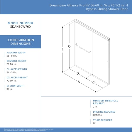 A large image of the DreamLine SDAH60W760VXX Alternate Image
