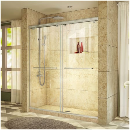 A large image of the DreamLine SHDR-1360760 Brushed Nickel / Clear Glass
