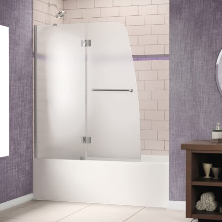 A large image of the DreamLine SHDR-3148586-FR Brushed Nickel / Frosted Glass / Left Hand