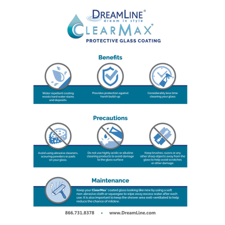 A large image of the DreamLine SHEN-24590300-HFR Dreamline-SHEN-24590300-HFR-ClearMax Benefits and Precautions