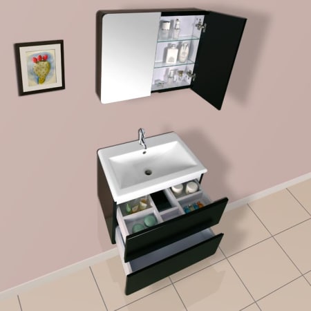 A large image of the DreamLine DLVRB-104 Black Finish with Open Drawers