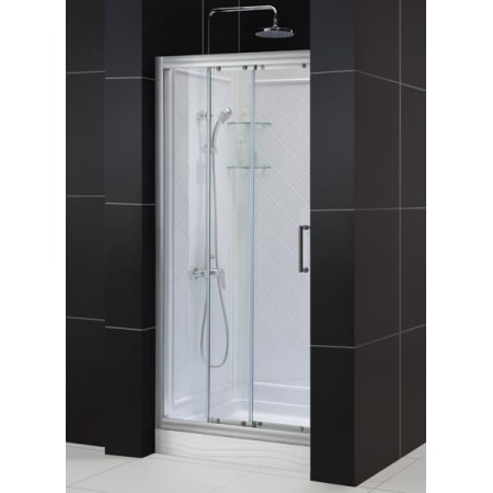 A large image of the DreamLine SHBW-1434743 Alternate Image with Shower Doors