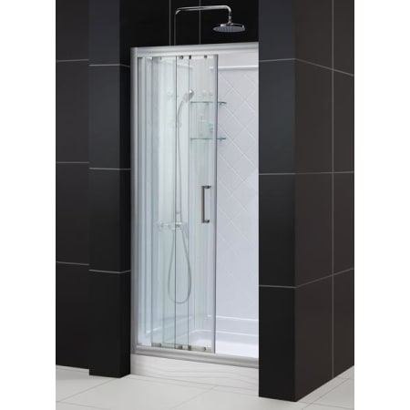 A large image of the DreamLine SHBW-1438743 Alternate Image with Shower Doors