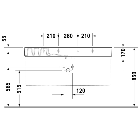 A large image of the Duravit 032912 Technical Drawing 3