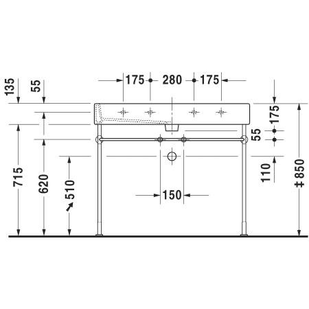 A large image of the Duravit 003067 Technical Drawing 1