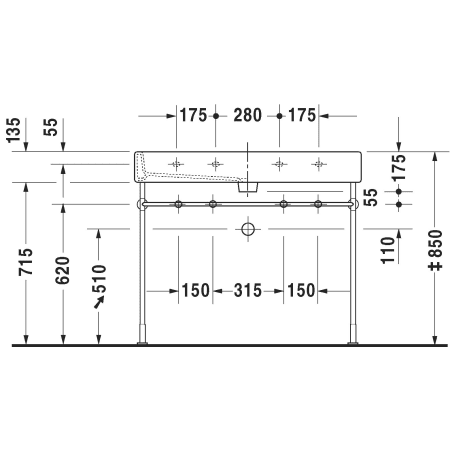 A large image of the Duravit 003067 Technical Drawing 2