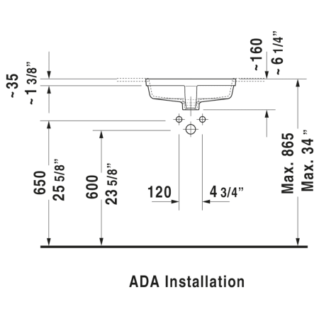 A large image of the Duravit 033043-0HOLE Alternate Image