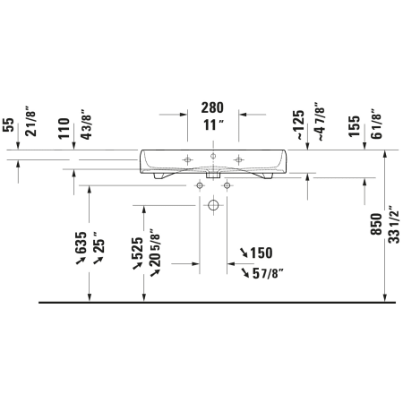 A large image of the Duravit 238280-1HOLE Alternate Image