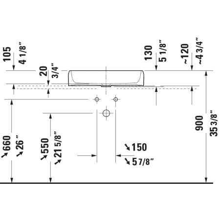 A large image of the Duravit 238360-0HOLE Alternate Image