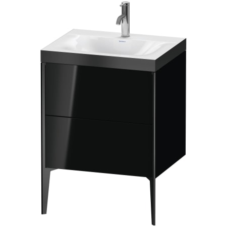 A large image of the Duravit XV4709P-1HOLE Black High Gloss