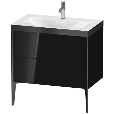 A large image of the Duravit XV4710P-1HOLE Black High Gloss