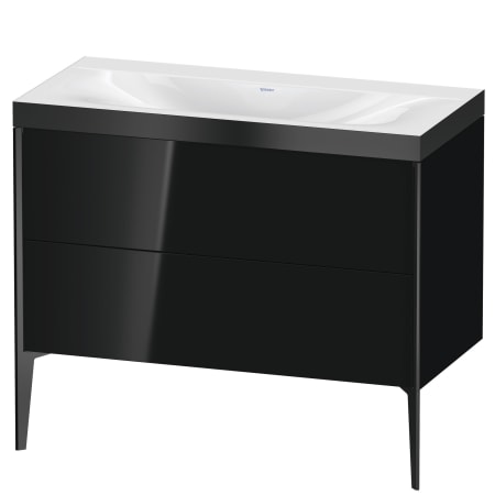 A large image of the Duravit XV4711P-0HOLE Black High Gloss