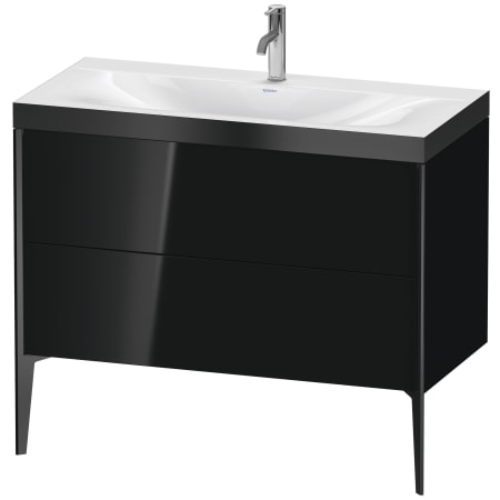A large image of the Duravit XV4711P-1HOLE Black High Gloss