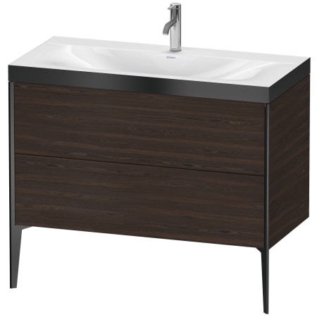 A large image of the Duravit XV4711P-1HOLE Brushed Walnut / Black