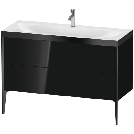 A large image of the Duravit XV4712P-1HOLE Black High Gloss