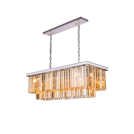 A large image of the Elegant Lighting 1202D40 Pictured in Polished Nickel with Golden Teak Crystal