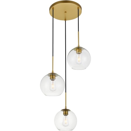 A large image of the Elegant Lighting LD2208 Brass / Clear