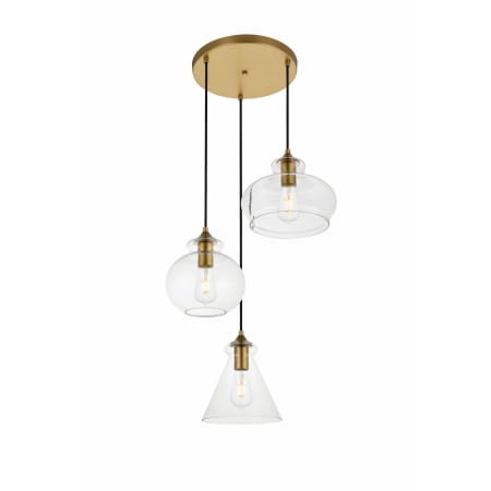 A large image of the Elegant Lighting LD2247 Brass / Clear