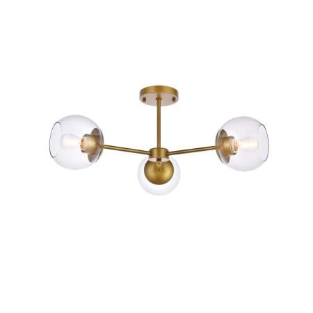 A large image of the Elegant Lighting LD648F26 Brass / Clear