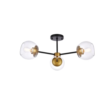 A large image of the Elegant Lighting LD648F26 Black / Brass / Clear